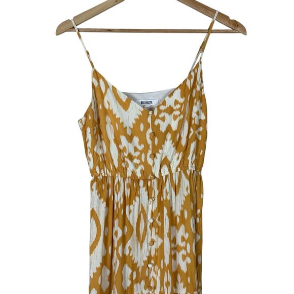 BB Dakota Turtle Island Maxi Dress Womens S Yellow Ikat Boho Coastal Beachy - Picture 3 of 6
